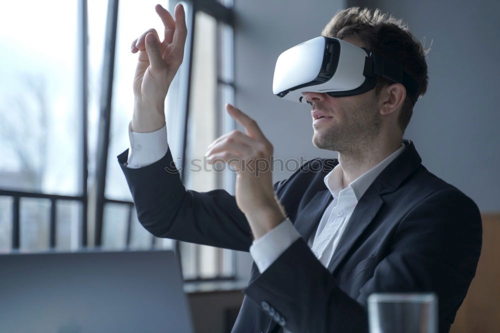 Similar – Image, Stock Photo Woman with VR glasses