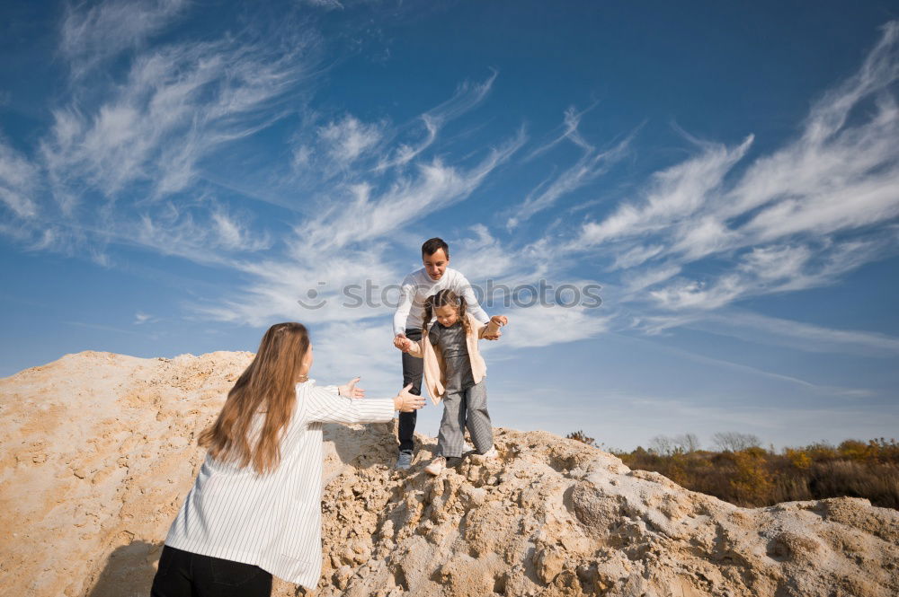 Similar – Happy women walking on hill