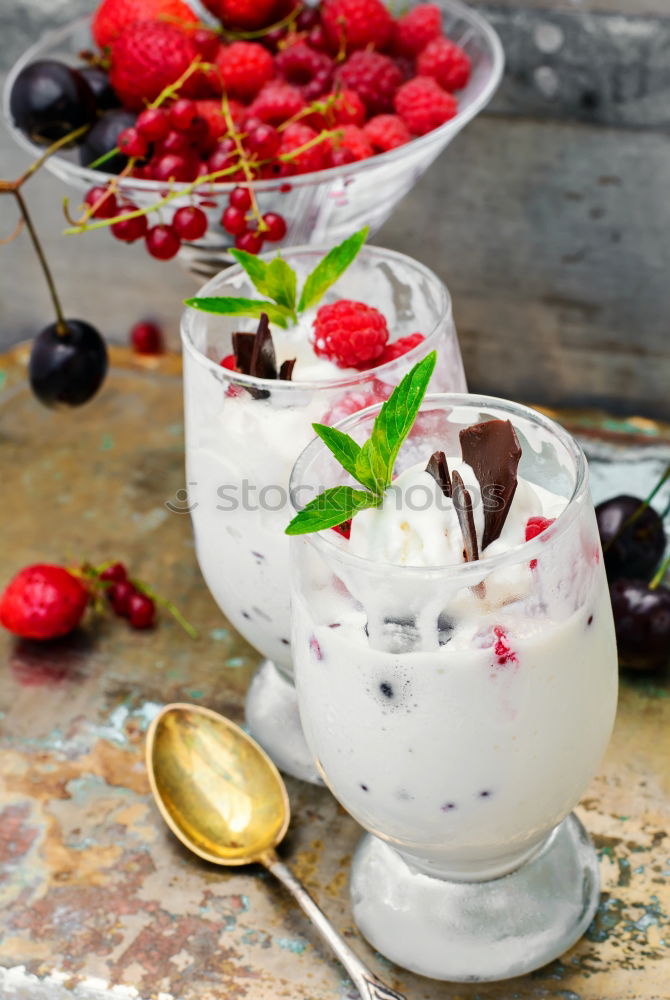 Similar – Image, Stock Photo Blueberries and yogurt chia pudding parfait