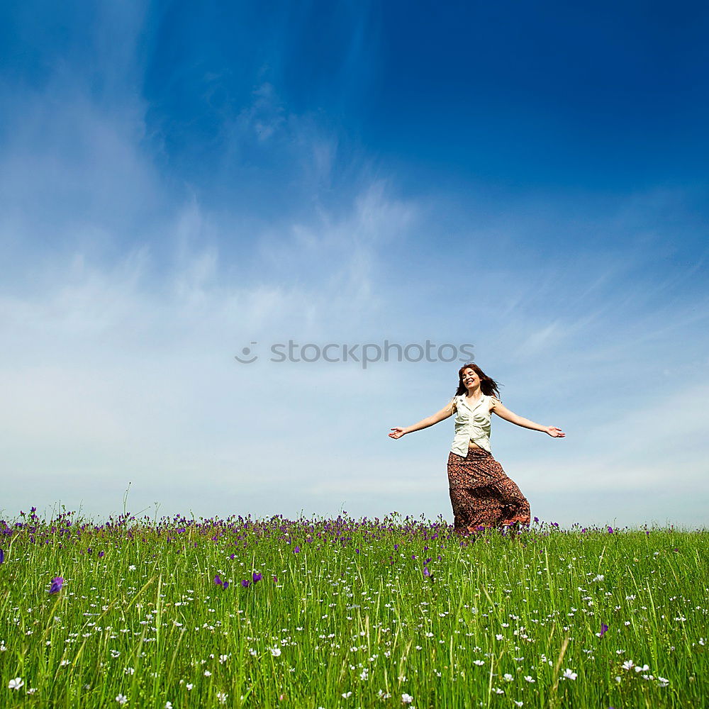 Similar – Woman in the lavender fields