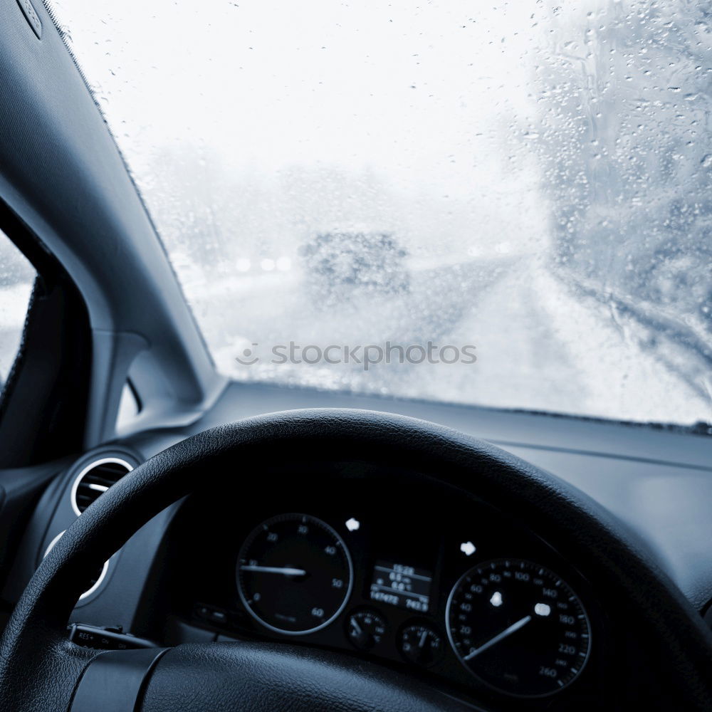 Person driving in snowy day