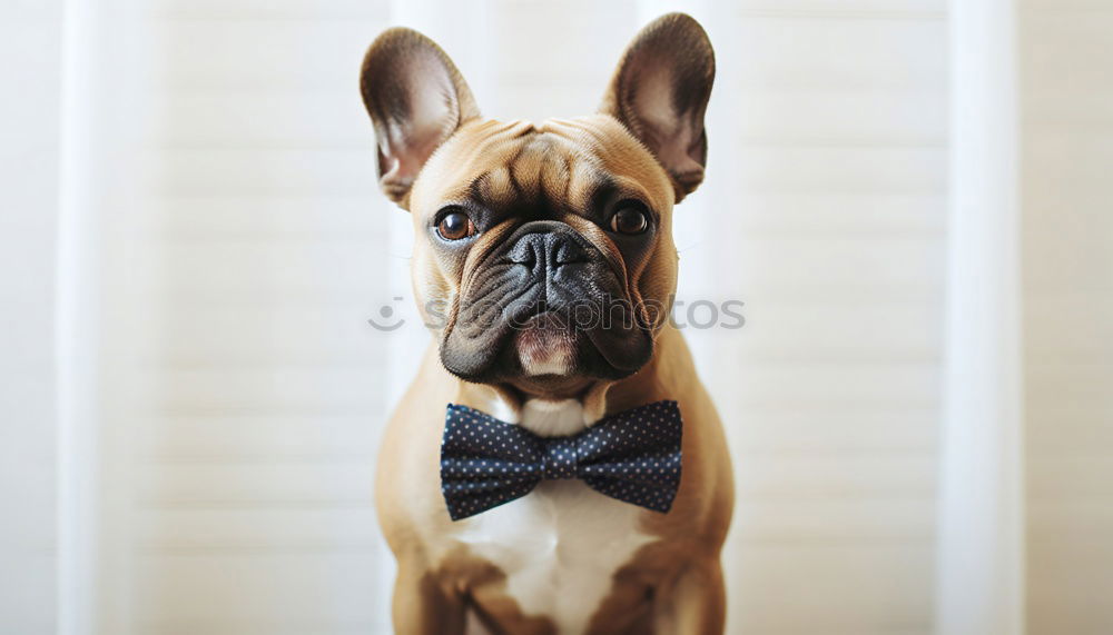 Similar – Image, Stock Photo cute young small white dog wearing a modern bowtie. Sitting on the wood floor and looking at the camera.White background. Pets indoors