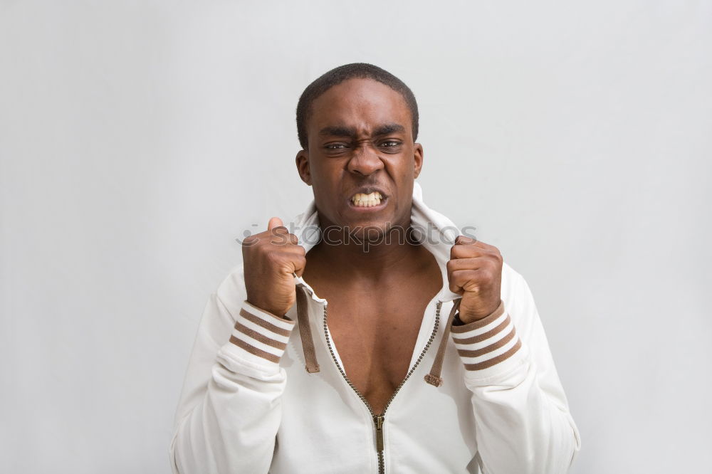 Similar – Portrait of funny black shouting at camera