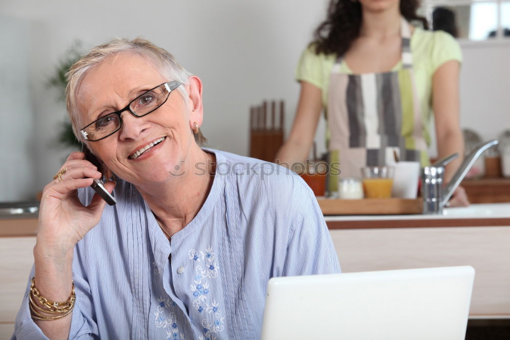 Similar – Image, Stock Photo Elderly woman on the mobile phone at home