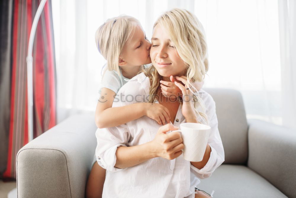 Similar – happy toddler girl playing with mother at home