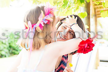 Similar – Young couple playing in front of a mirror