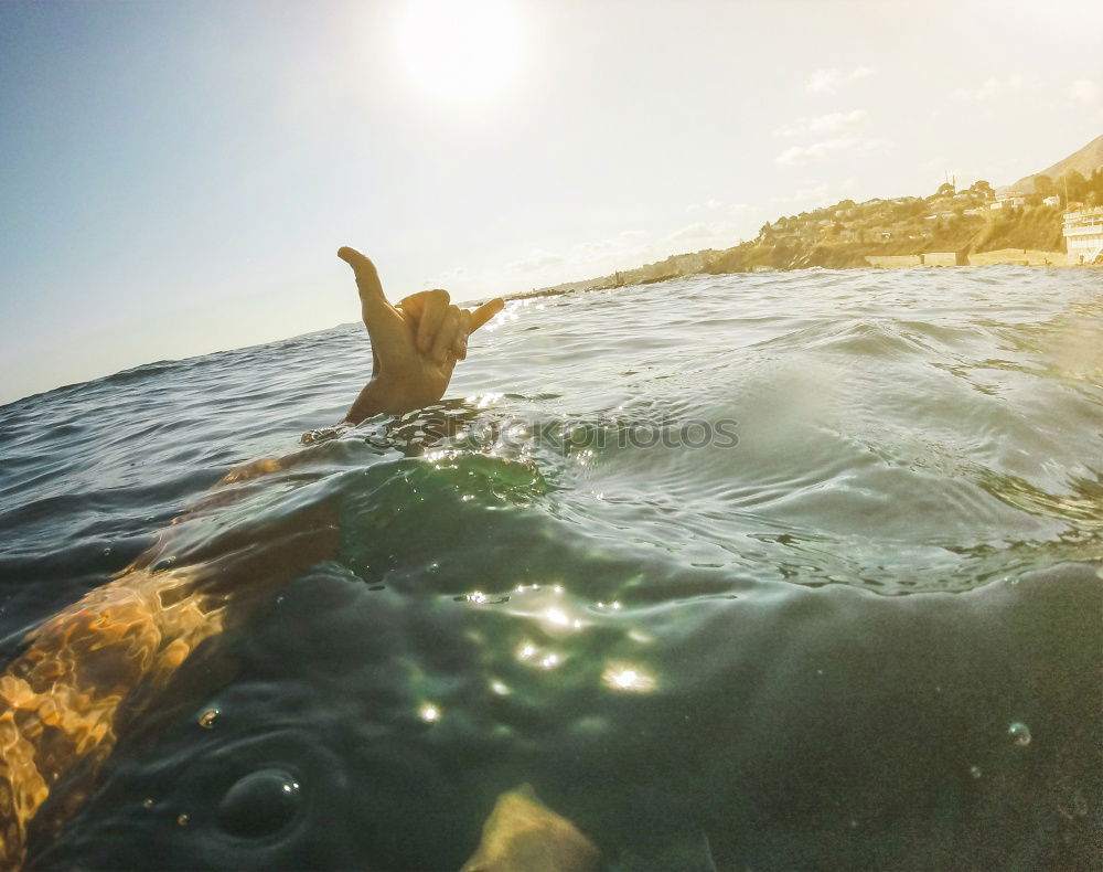 Similar – Image, Stock Photo Man in wetsuit swimming in ocean