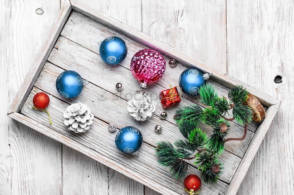 Image, Stock Photo Making Christmas ball pinning the sequins onto the ball