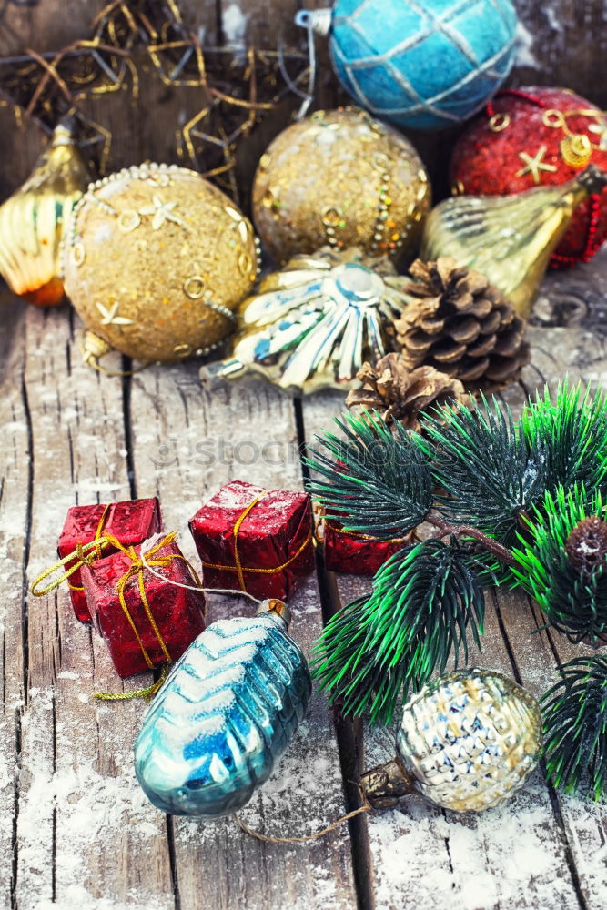 Similar – Image, Stock Photo Making Christmas ball pinning the sequins onto the ball