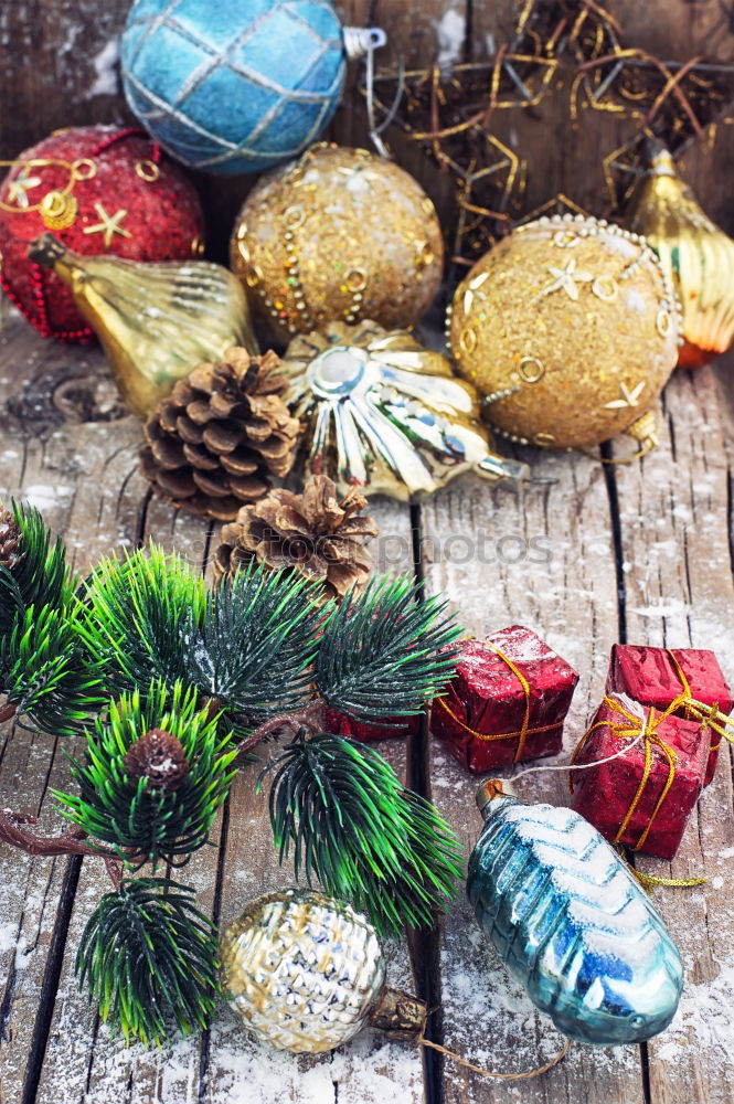 Similar – Image, Stock Photo Making Christmas ball pinning the sequins onto the ball