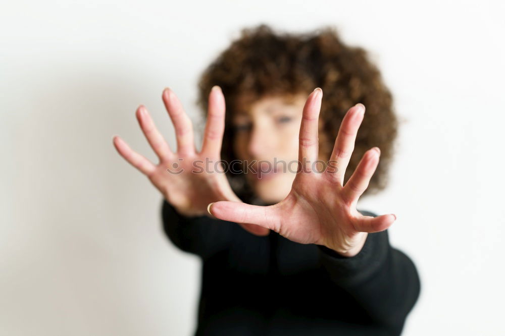 Similar – Image, Stock Photo side portrait of beautiful slender redhead woman with curls and freckles
