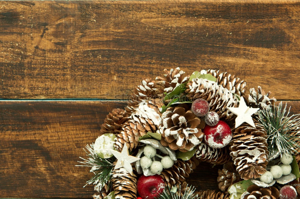 Similar – Image, Stock Photo Delicate Christmas wreath of pine cones on wooden background