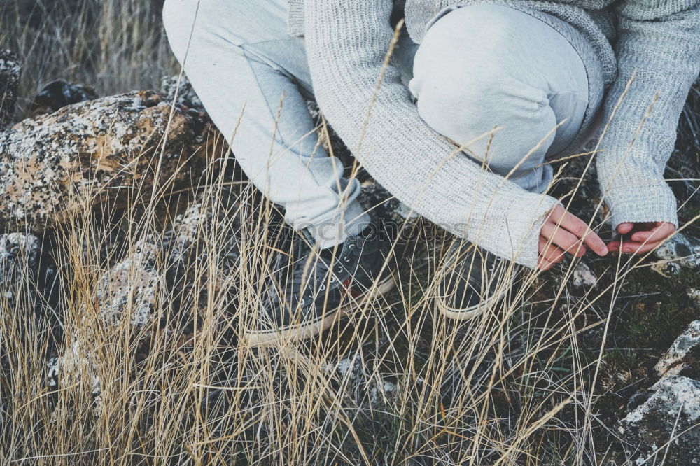 Similar – Image, Stock Photo Woman pausing while doing trekking