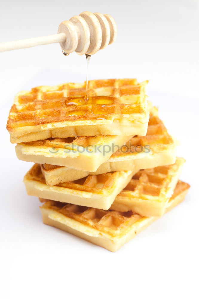 Similar – Image, Stock Photo Breakfast belgian with waffles with ice pattern