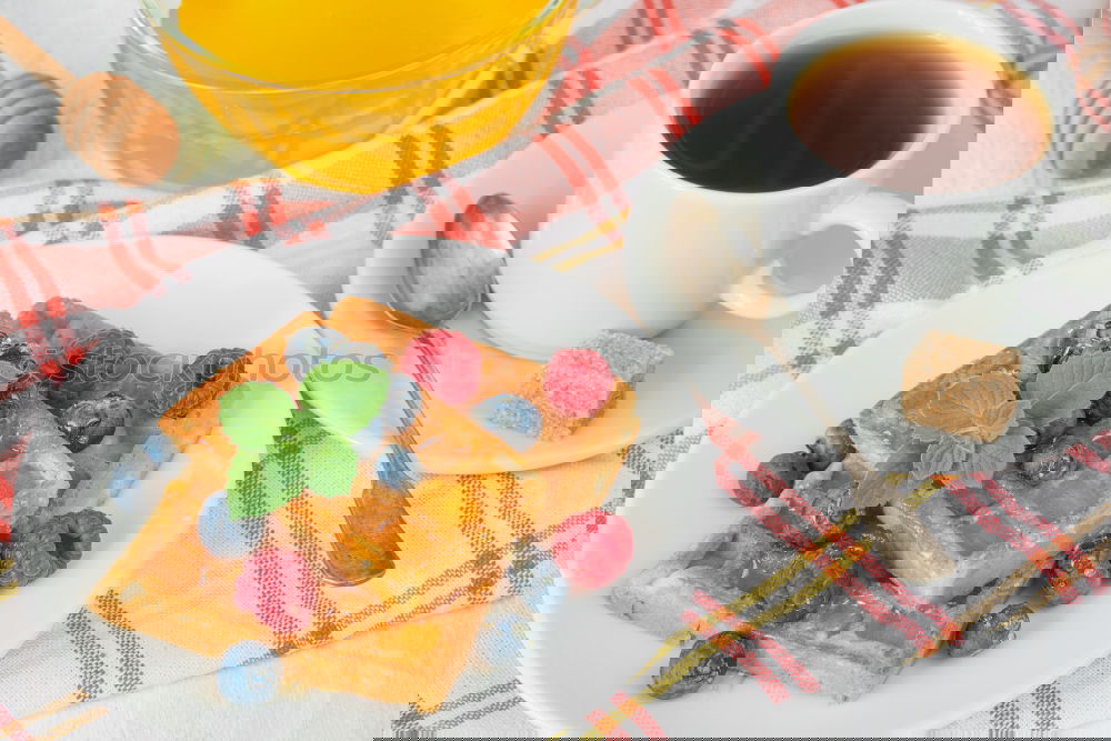 Similar – Image, Stock Photo Breakfast belgian with waffles with ice cream