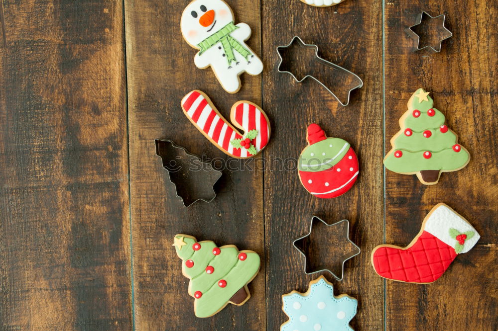 Similar – Christmas cookies on a dish with a wooden table background