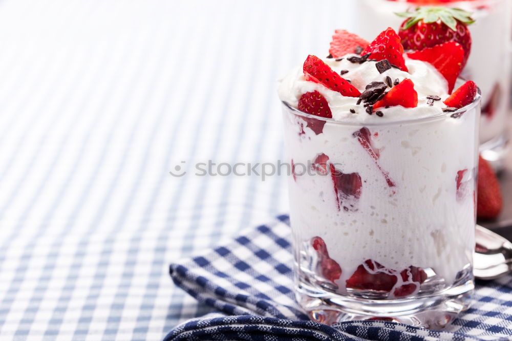 Similar – Image, Stock Photo Chia pudding Strawberry parfait with greek yogurt and nuts