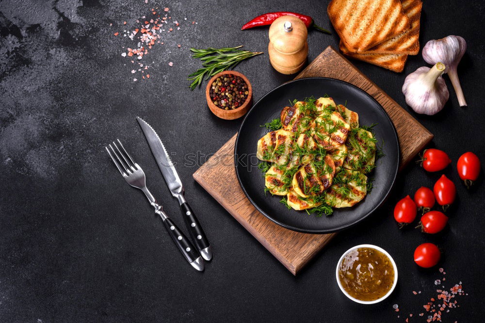 Similar – Vegetarian tortellini on the kitchen table with ingredients