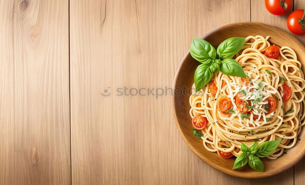 Similar – Spaghetti seafood in plate, top view