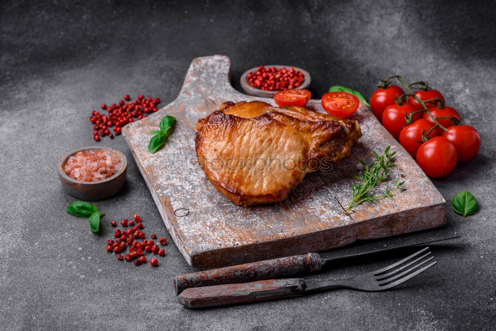 Similar – Image, Stock Photo Sliced grill steak on cutting board with wine and spices