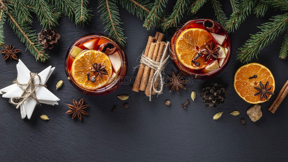 Similar – Cup with mulled wine and Christmas decoration