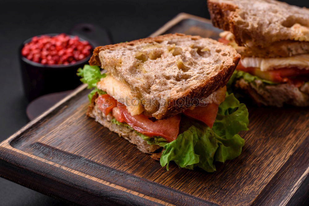 Similar – Image, Stock Photo sandwich of French toast and lettuce leaves and boiled egg