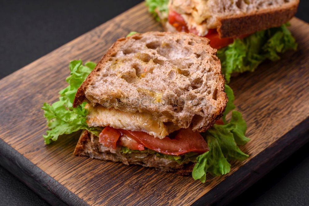 Similar – Image, Stock Photo sandwich of French toast and lettuce leaves and boiled egg