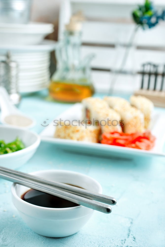 Similar – Image, Stock Photo Ingredients for Asian cuisine. Wok and sticks