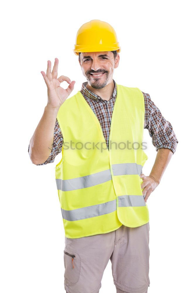 Similar – Image, Stock Photo guy in the form of road worker or Builder