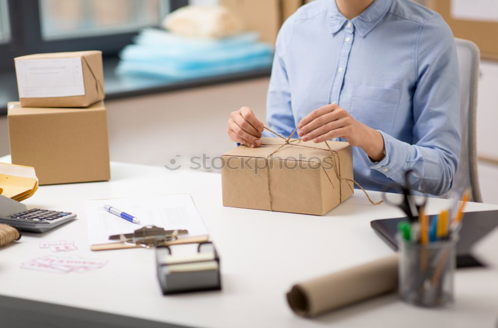 Similar – Image, Stock Photo Young woman with very short haircut with smart phone