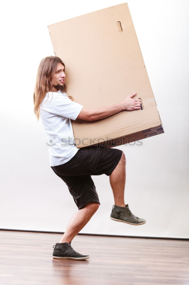 Similar – Image, Stock Photo Woman carrying moving boxes