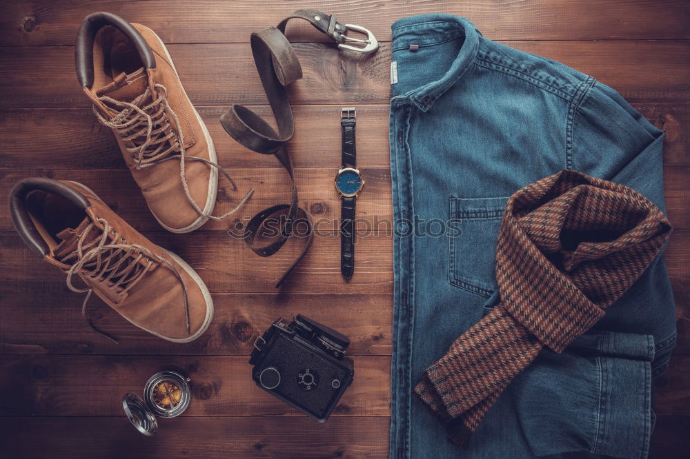 Similar – Image, Stock Photo Jeans, belt , shoes and wallet on wooden background