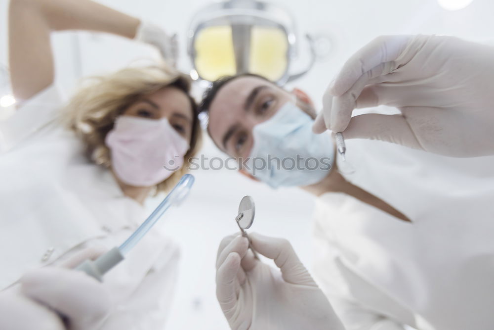 Image, Stock Photo Doctors with mask and tools.