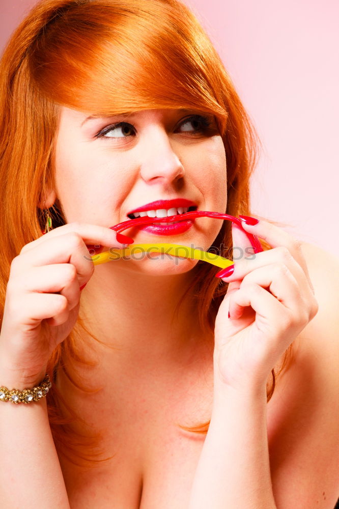 Similar – Image, Stock Photo Young woman eating lemon ice creams