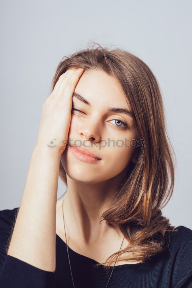 Similar – Image, Stock Photo Blonde girl with red shirt enjoying life outdoors.