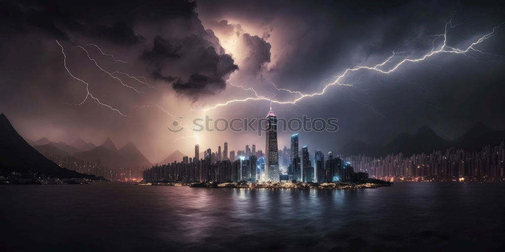 Similar – Image, Stock Photo Storm low, a thunderstorm over the Karwendel, lake in the foreground