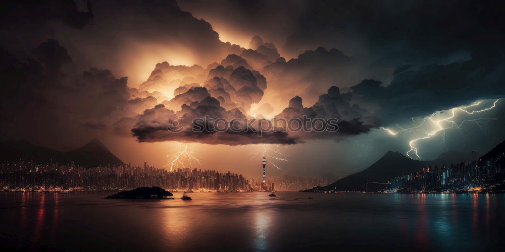 Similar – Image, Stock Photo Storm low, a thunderstorm over the Karwendel, lake in the foreground