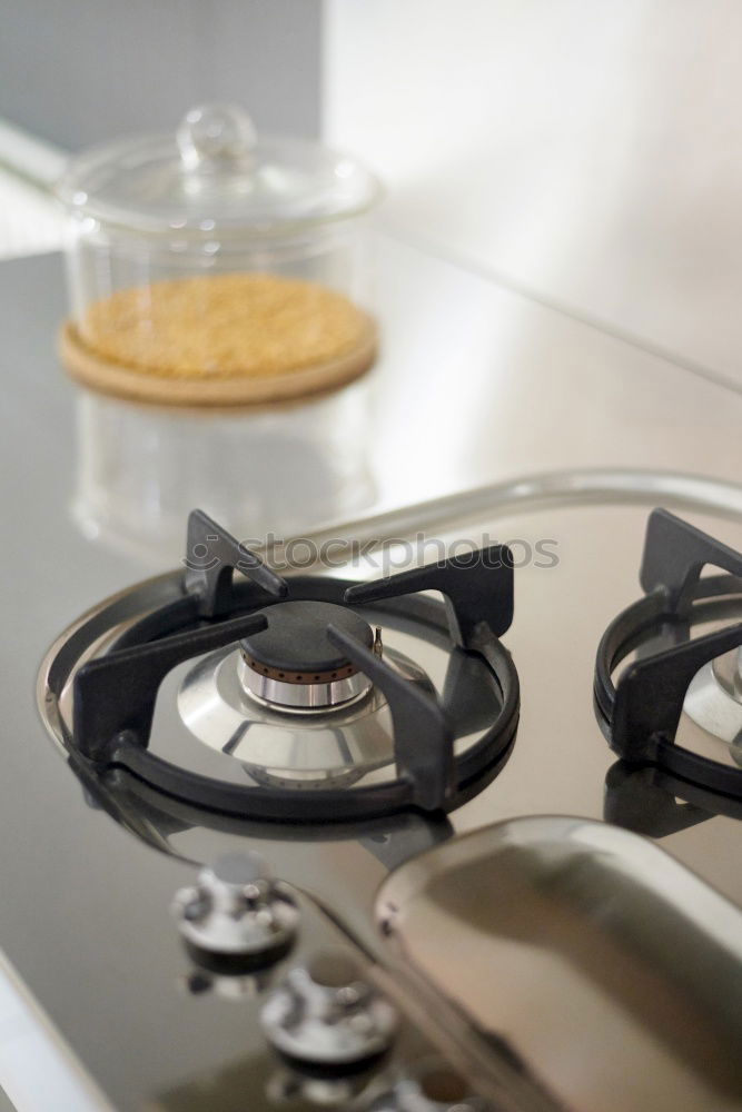 Similar – Foto Bild Freistehender Elektroherd Weiß mit Gusskochplatten und Espressokocher