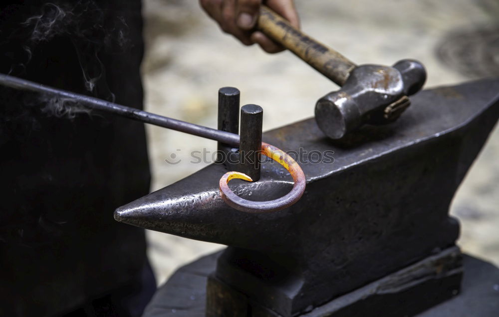 Image, Stock Photo Old hammer and anvil in a forge