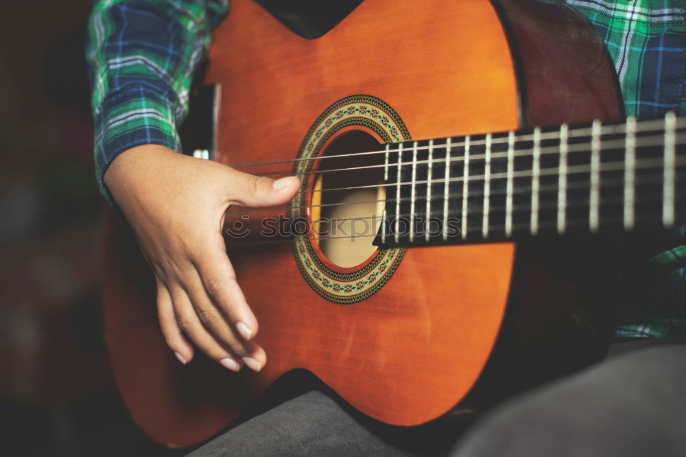 Similar – Image, Stock Photo Guitar student II Calm