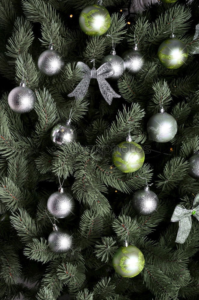 Image, Stock Photo Nostalgic, festive Christmas decoration with delicate fir branches, red bauble and ribbon. Red Christmas bauble hangs shiny on branches. Shiny Christmas bauble hangs from branches in old white nostalgic porcelain pot at home.