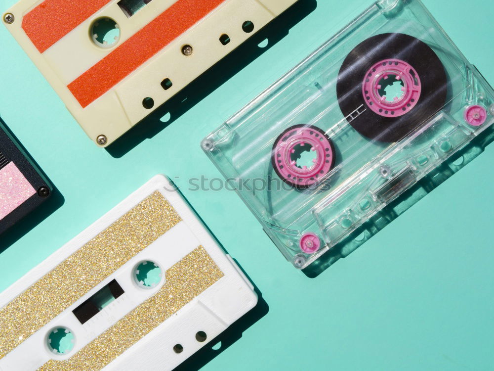 Image, Stock Photo Flat lay retro colorful cassette tape