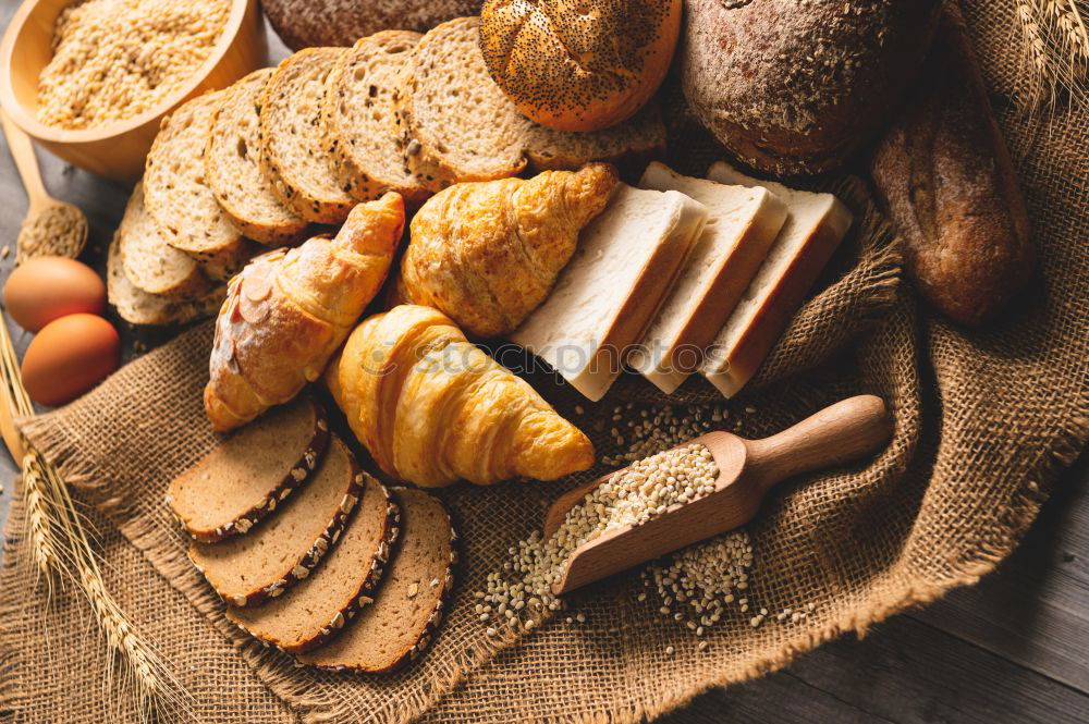 Similar – fresh bread and baked goods on wooden