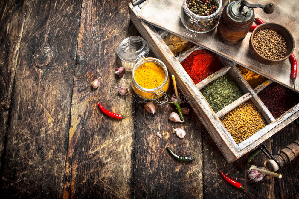 Similar – Image, Stock Photo Set of various spices on table