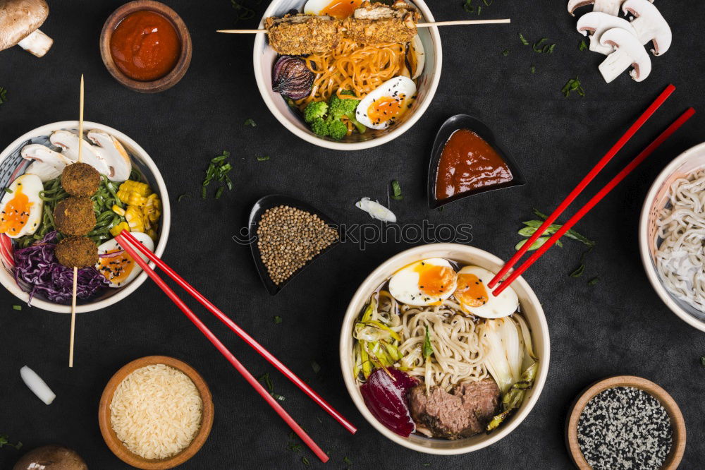 Similar – Image, Stock Photo Asian Miso Soup Preparation with Udon Noodles and Tofu