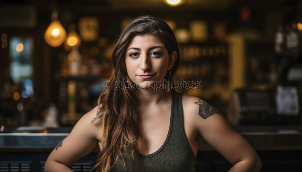 Similar – Image, Stock Photo Woman with smartphone in cafe