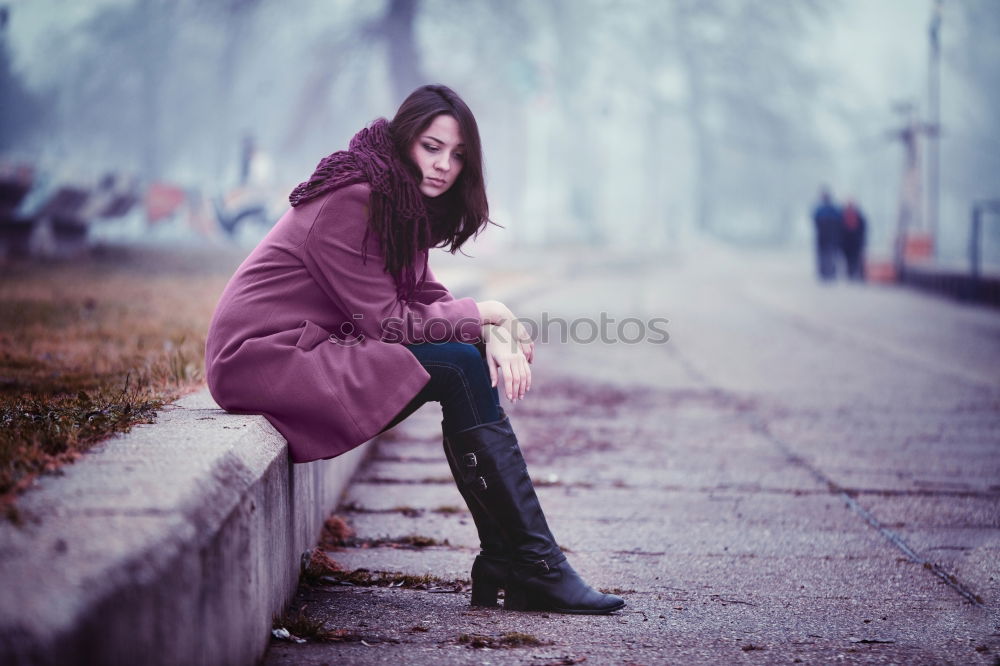 Similar – Image, Stock Photo Young girl with closed eyes wearing hat and scarf