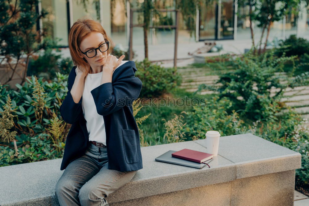 Similar – Image, Stock Photo Young pensive model on terrace