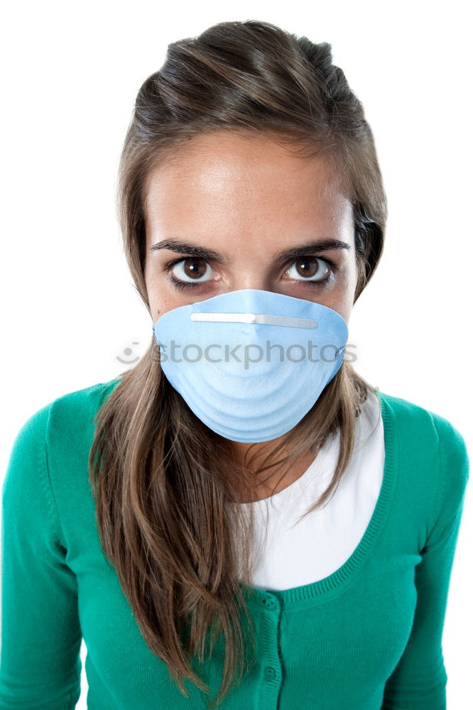 Similar – woman wearing an anti-virus protection mask to prevent flu infection, allergies, virus protection, COVID-19, and corona virus pandemic disease 2019