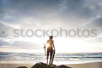 Similar – Image, Stock Photo Diver entering the sea Man